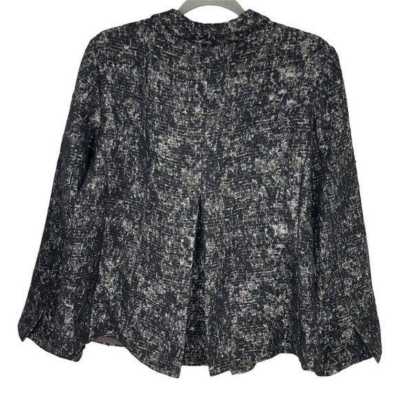 Eileen Fisher Metallic Jacquard Blazer Jacket Black SilverM Polyester Wool Mix - Picture 2 of 7